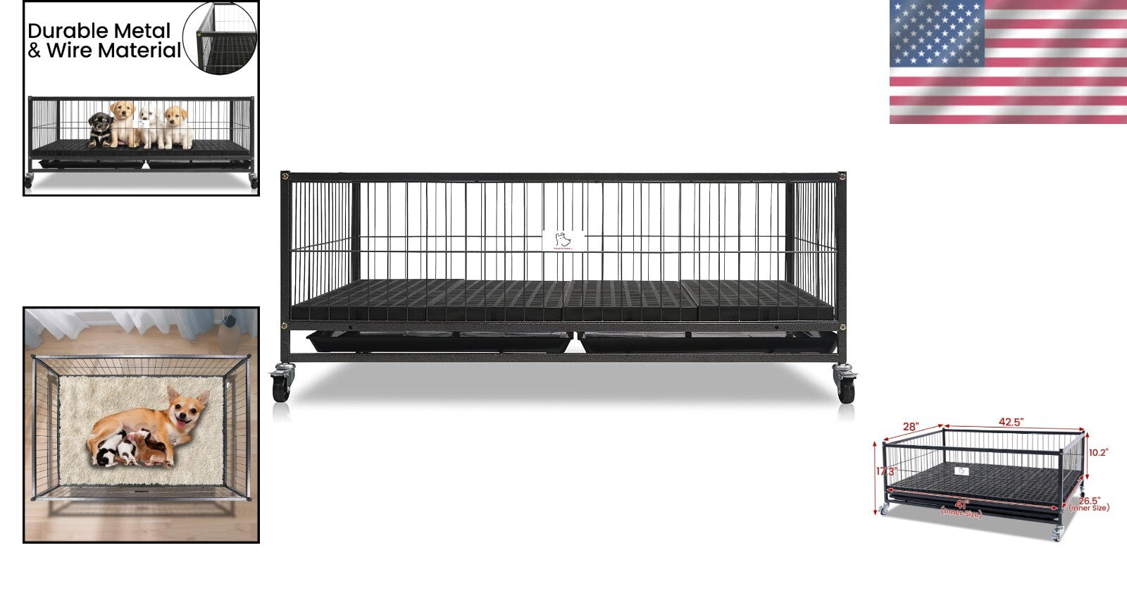 Portable Dog Whelping Box with Lockable Wheels - Ideal for Small & Medium Breeds