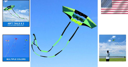 Beginner-Friendly 98" Rainbow Box Kite - Includes Multi-Color Tails & Handle