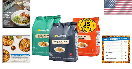David Chang's Flavorful Ramen Noodle Variety Pack - Vegan & 25% Fewer Calories