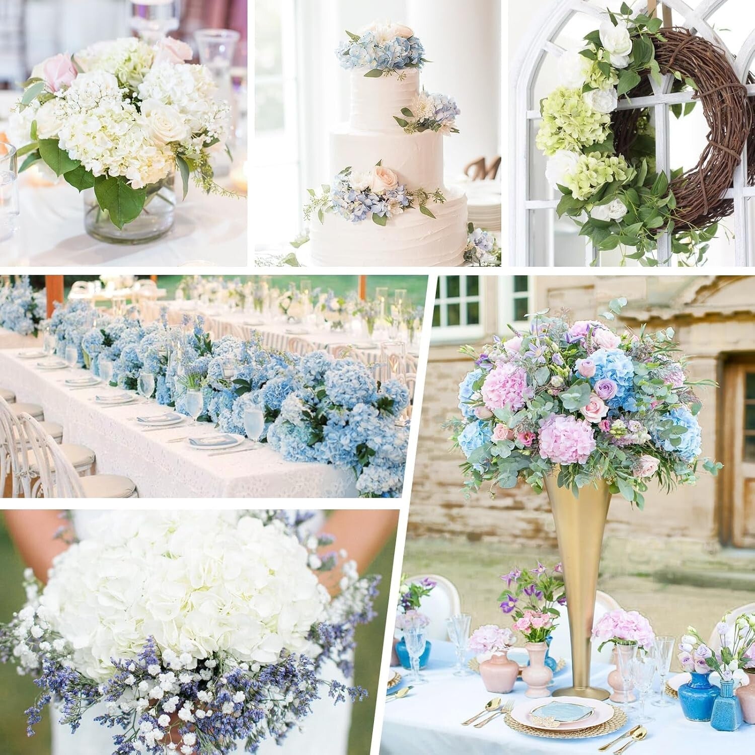 Lifelike 21" Hydrangea Flowers - Soft Touch with Washable Petals, 4-Piece Set