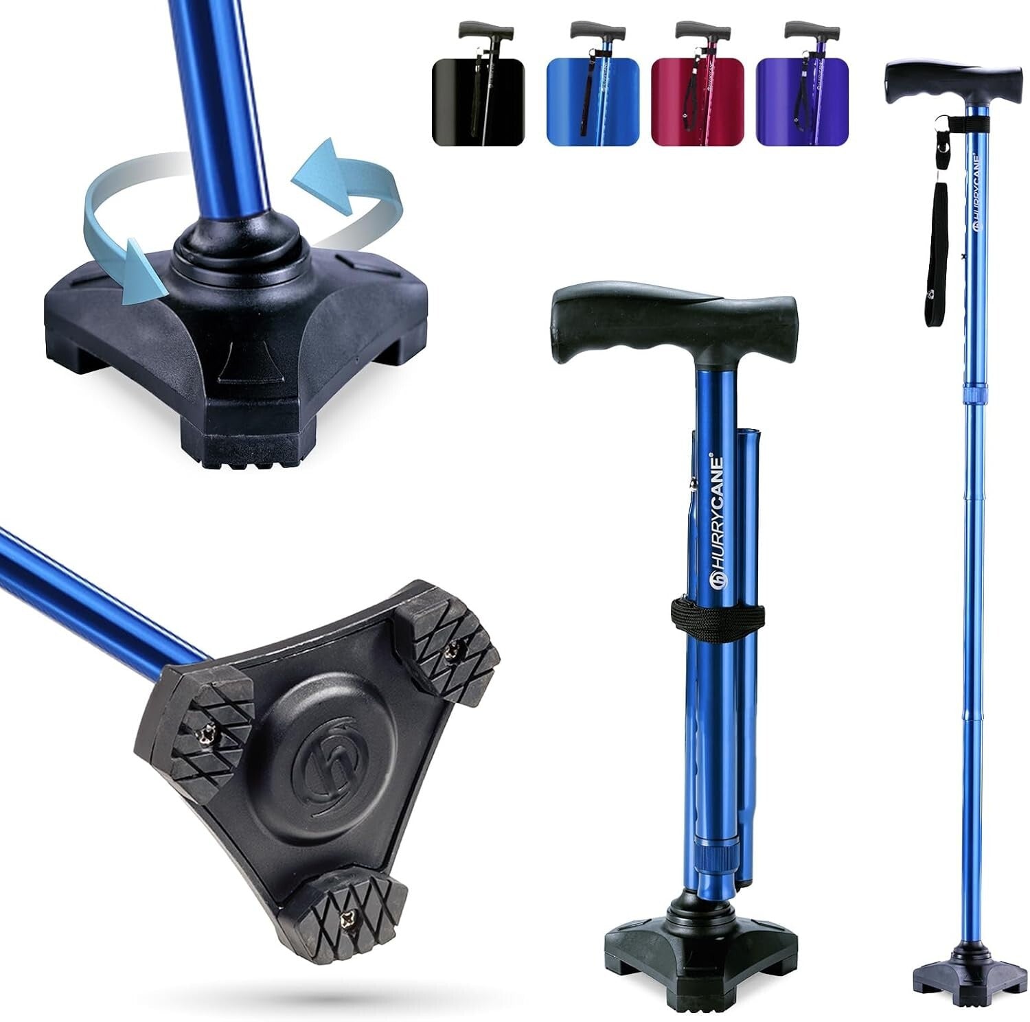 Lightweight Foldable Walking Cane, 37.5 Inches, Supports 350 lbs - Ideal for All