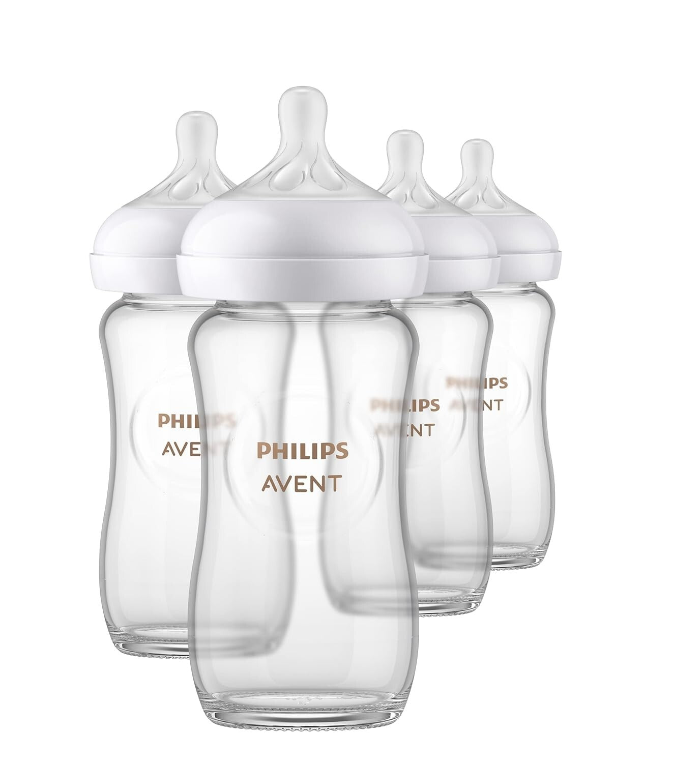 4-Pack Philips BPA-Free Glass Baby Bottles with Natural Response Nipple - 8oz