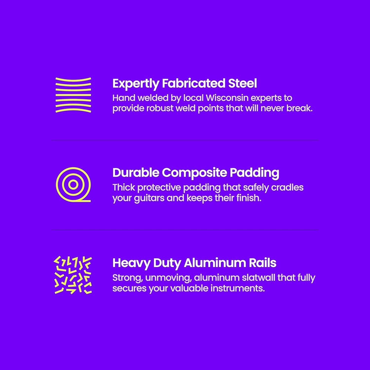 Elegant Guitar Wall Rack for 5 Guitars - Walnut Print Aluminum, Easy Install