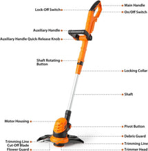 Load image into Gallery viewer, Lightweight 24V Max Lawn Mower with 10-Inch Trimmer - 2 Batteries Included