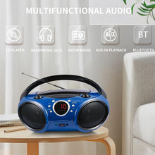 Load image into Gallery viewer, Stylish Starlight Blue CD Boombox with Wireless Bluetooth and Headphone Jack