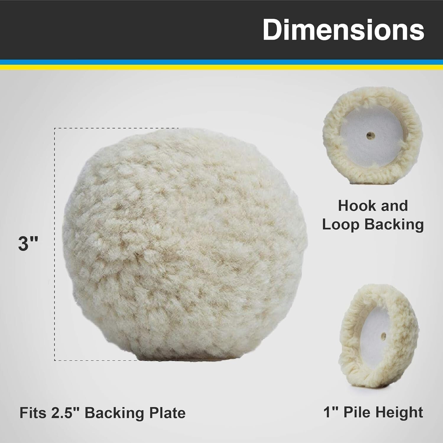 Premium 5-Pack Wool Buffing Pads, 3-inch - Professional Grade for Car Care