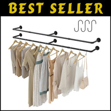 Load image into Gallery viewer, Portable 72''L Iron Clothes Rack with Hooks – Ideal for Laundry and Retail