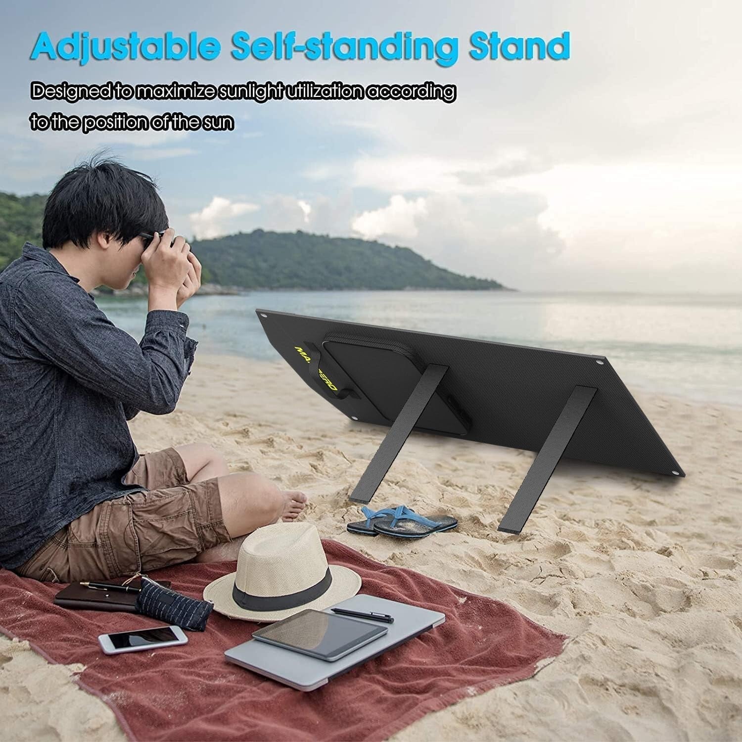 High-Efficiency 100W Portable Solar Panel with 10 Connectors for Outdoor Power