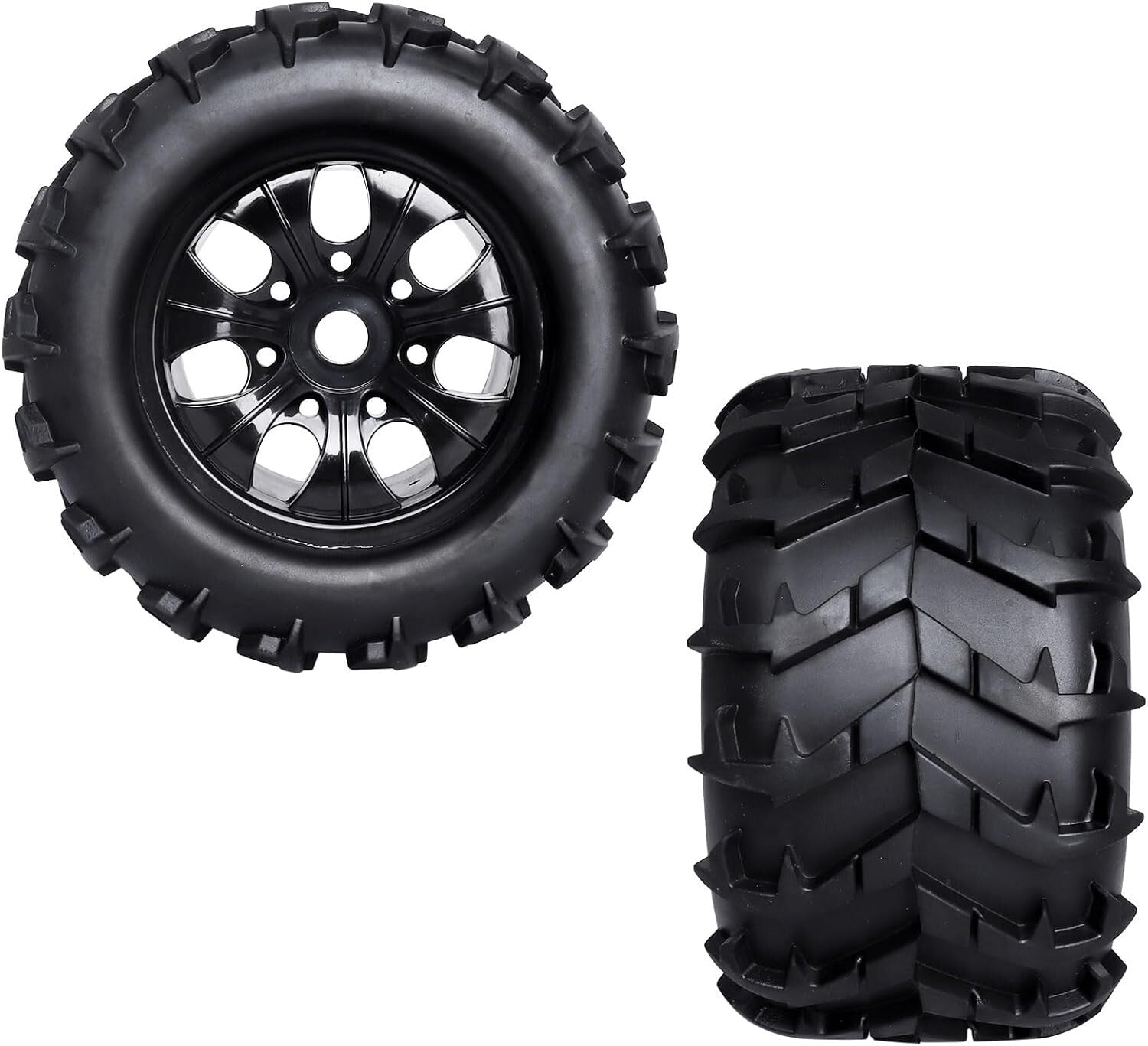 17mm Hex Pre-Glued Tire Set for 1/8 Scale RC Monster Trucks - High Performance