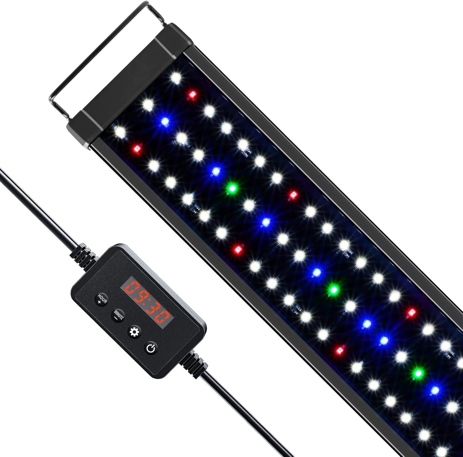 Adjustable Full-Spectrum LED Aquarium Light for Fish Tanks - Black & Multi-Color