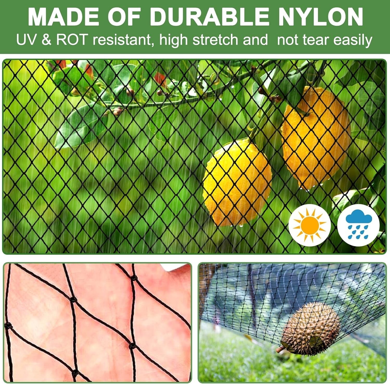 Durable 25x100ft Garden Netting - Multi-Purpose Protection for Fruits & Fowl
