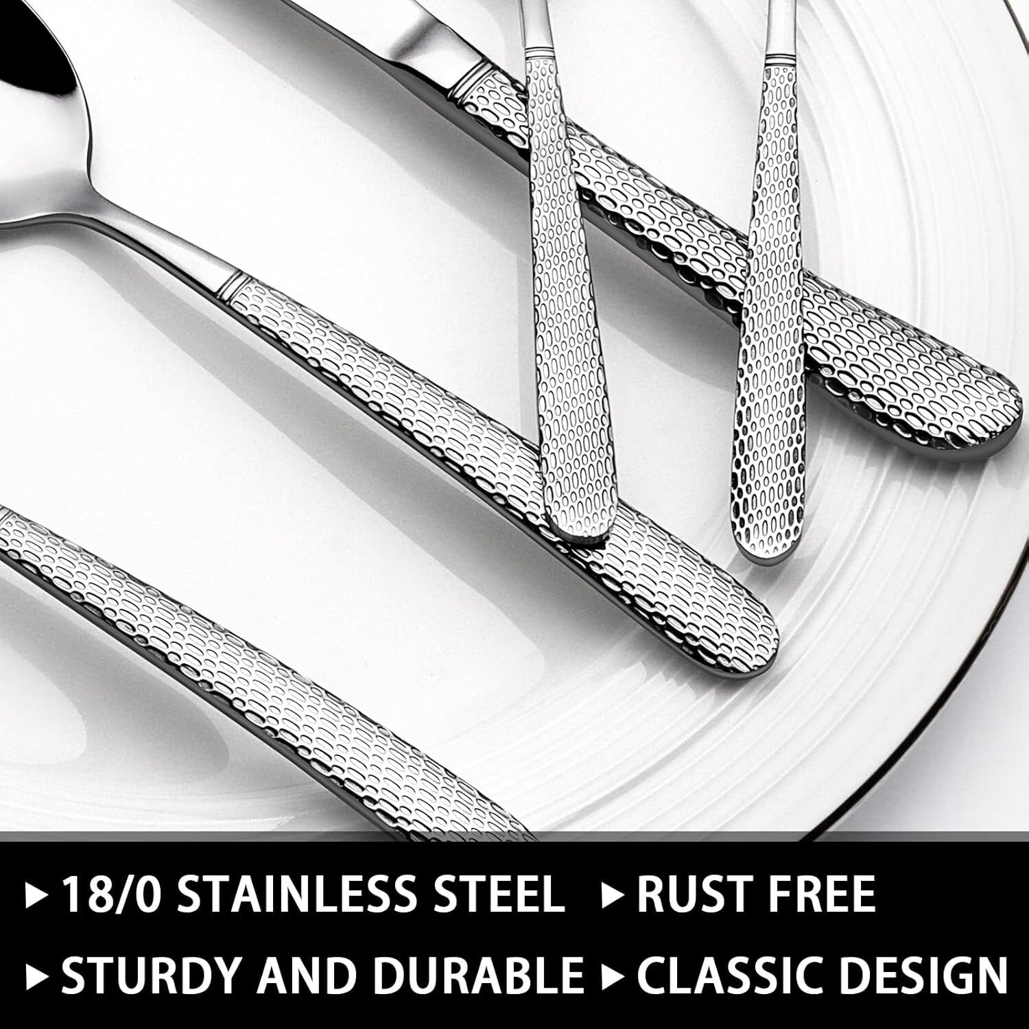 Elegant 49-Piece Flatware Set with Comfortable Handles & 6-Compartment Organizer