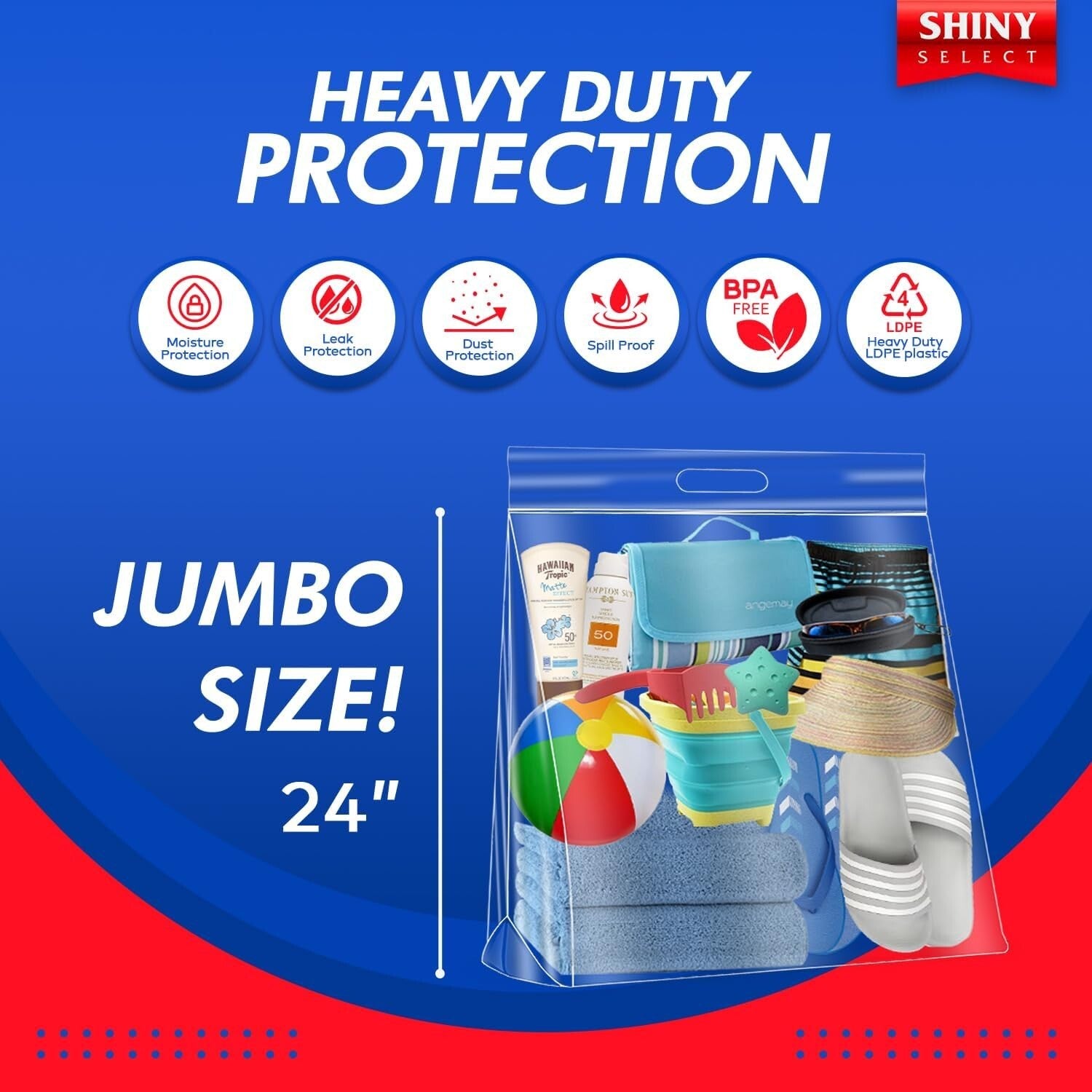 Durable 10 Gallon Zipper Storage Bags with Handle - Perfect for Moving & Camping