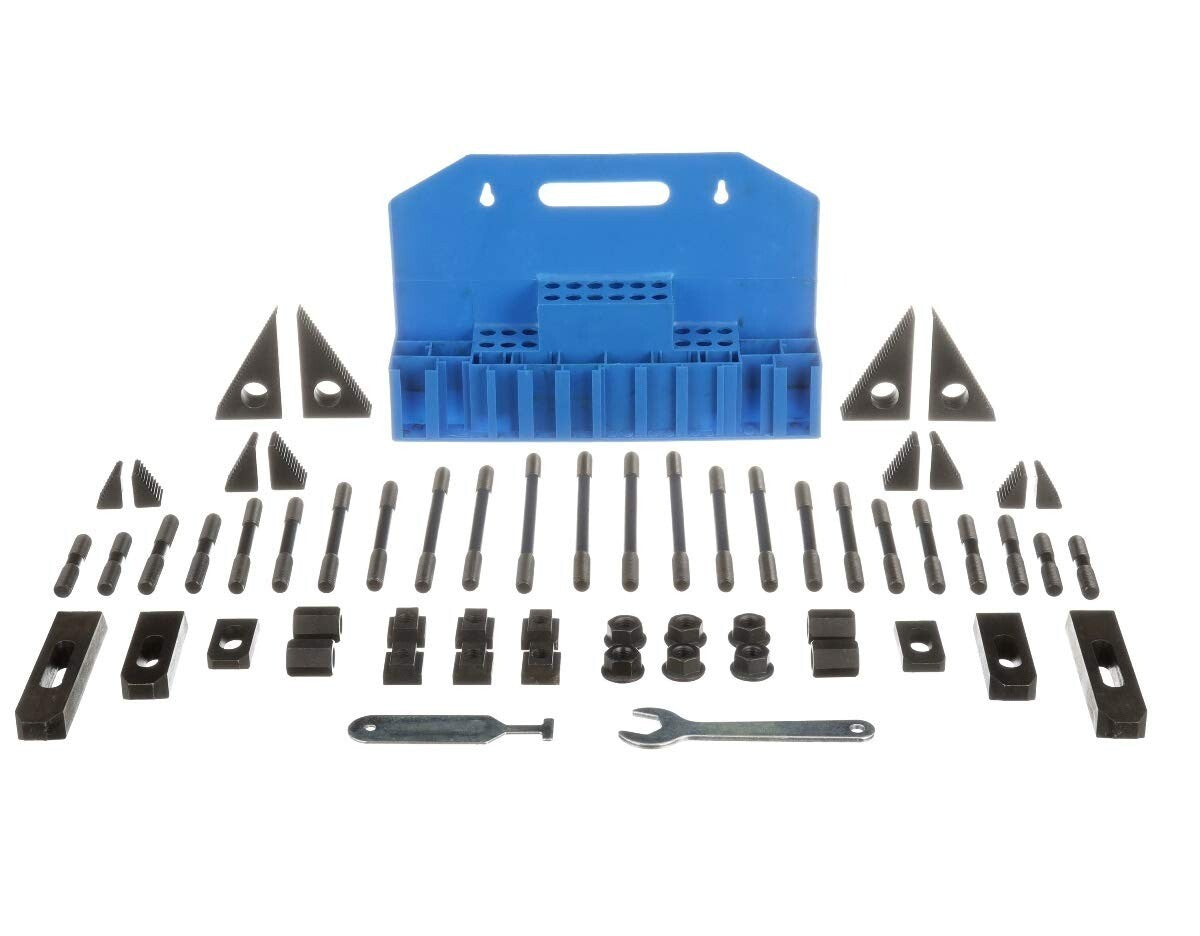 Durable 58-Piece Clamping Kit with Heat-Treated Components for Precision Work