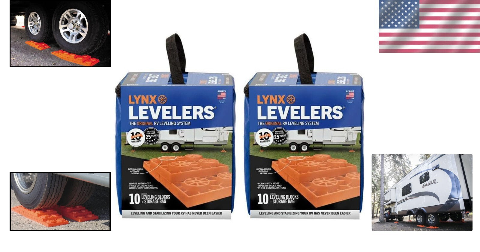 20 Lynx Levelers - Modular Leveling Kit for RVs & Trailers - Includes Carry Bags