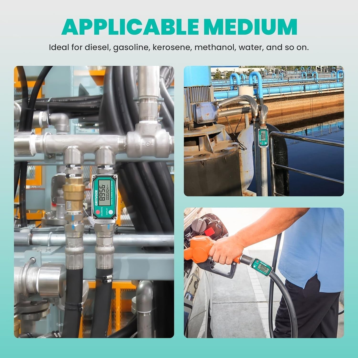 1 Inch Inline Digital Flow Meter - Supports Fluid Measurements up to 26 GPM