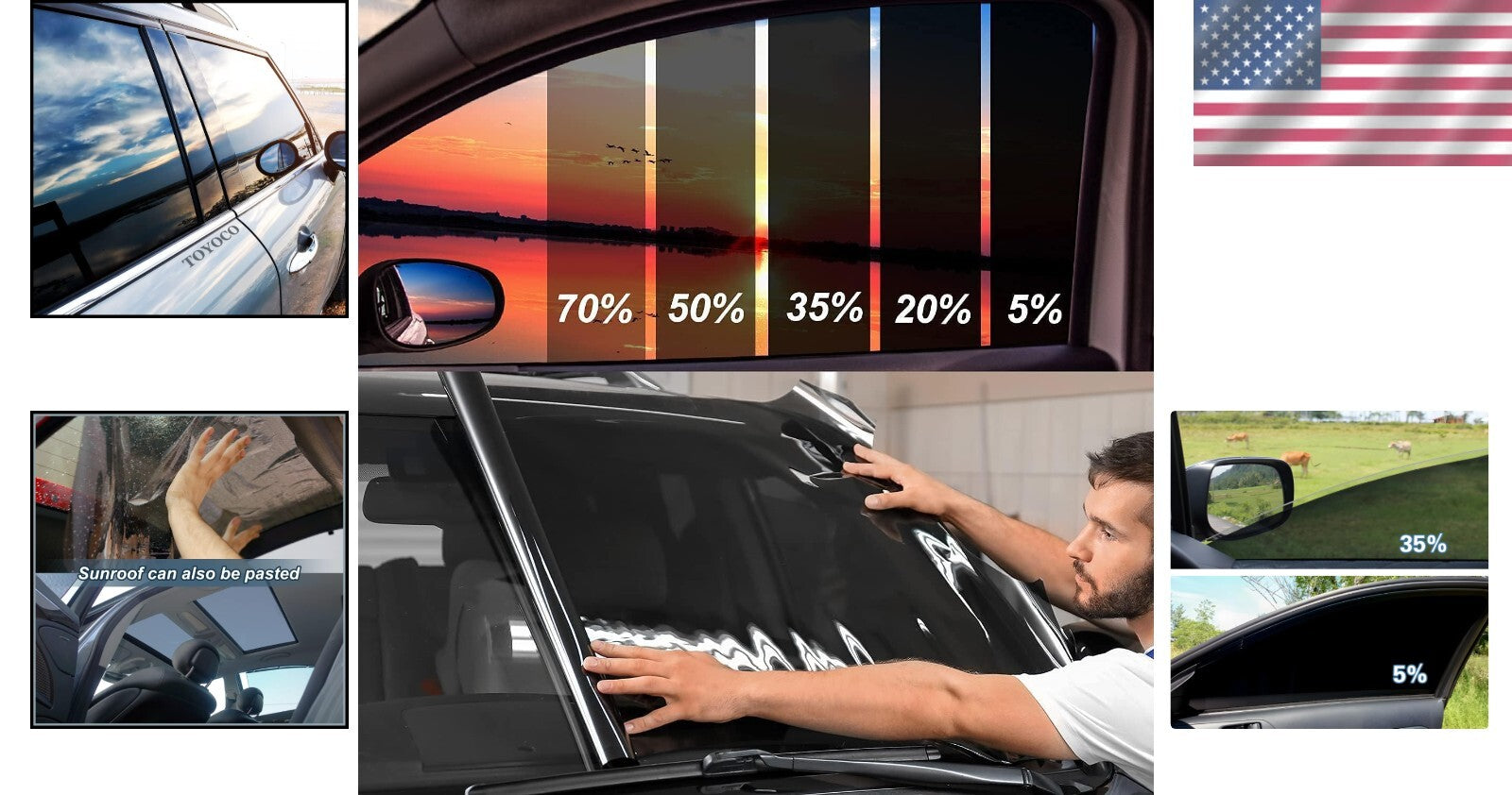 Car Privacy Window Tint Film - UV Block, Heat Resistant, Easy Install 30" x 15'