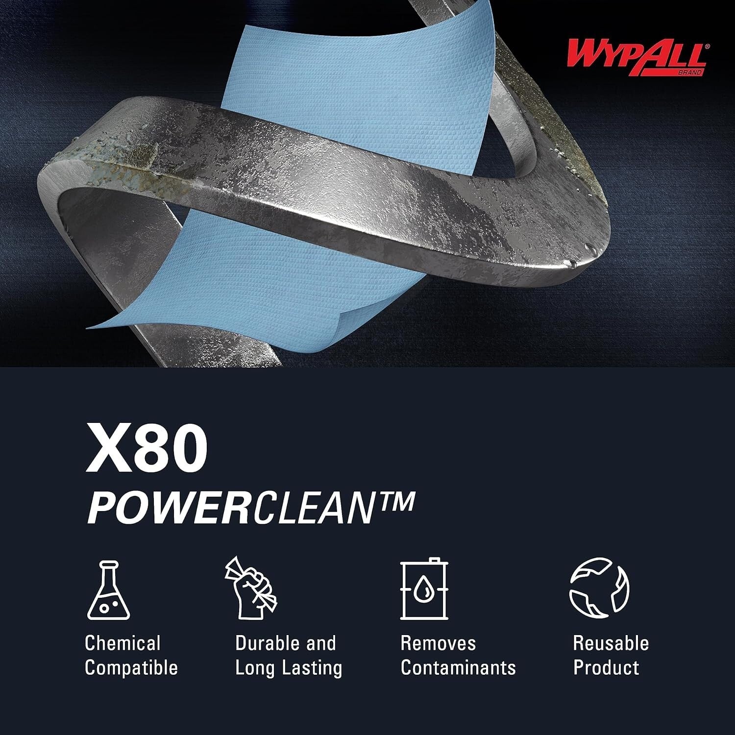 Power Clean X80 160-Count Heavy Duty Wipes - Effective for Oil and Grime Removal