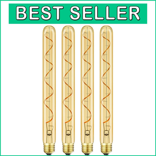4-Pack Vintage Style LED Filament Bulbs, 11.8in, Warm White, Dimmable