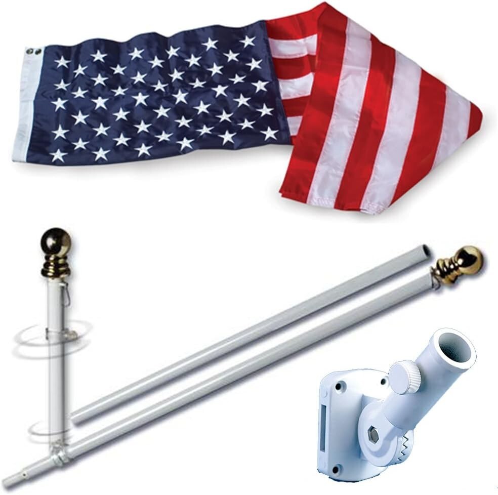 Durable 3x5 NYLON American Flag with Tangle-Free 5' Flag Pole - All Occasion Kit