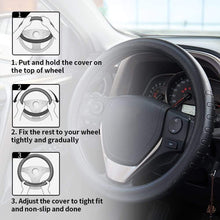 Load image into Gallery viewer, 15.5-Inch Black Leather Steering Wheel Cover – Protect &amp; Enhance Driving Comfort