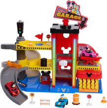 Load image into Gallery viewer, Imaginative Mickey Mouse Garage Playset with Color-Changing Vehicles &amp; Lift