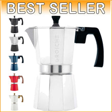 Load image into Gallery viewer, Premium Milano Moka Pot Stovetop Espresso Coffee Maker - 6 Cups, Silver Finish