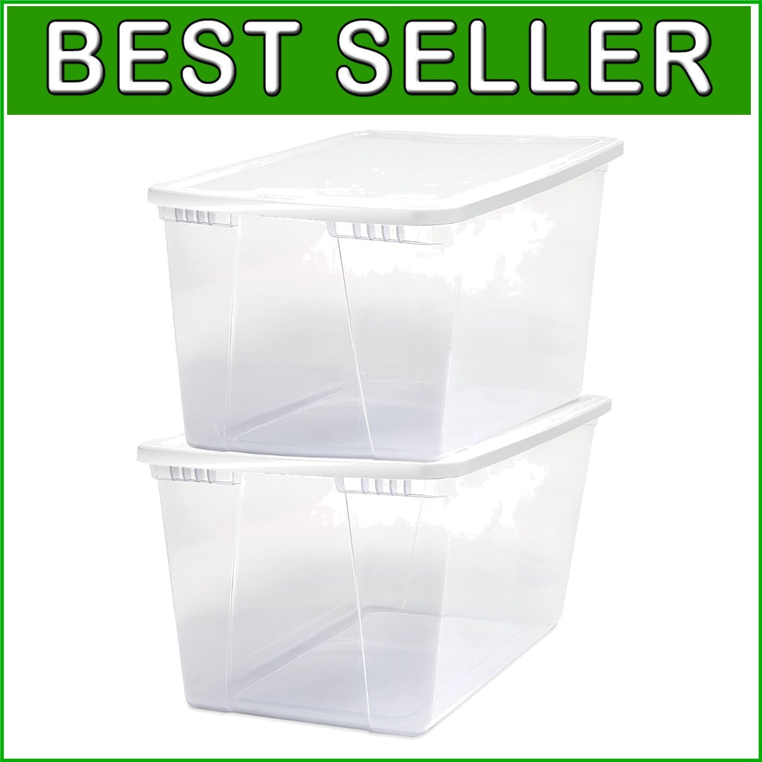 Eco-Friendly 2-Pack 56 Quart Clear Plastic Storage Bins with Snap Lock Lids