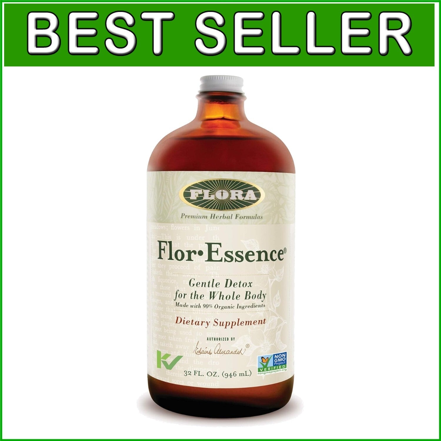 32oz Flor Essence Herbal Detox Tea - Daily Gentle Cleanse for Digestive Health