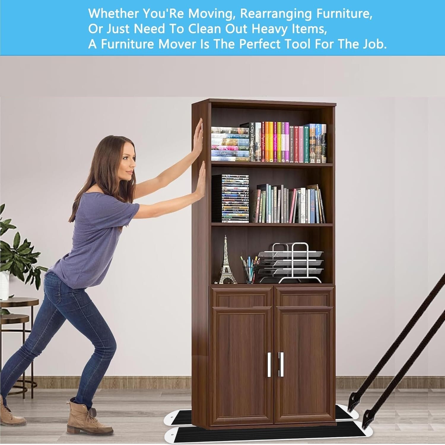 2 Pcs Heavy-Duty Furniture Sliders with Pull Straps - Effortless Moving Solution