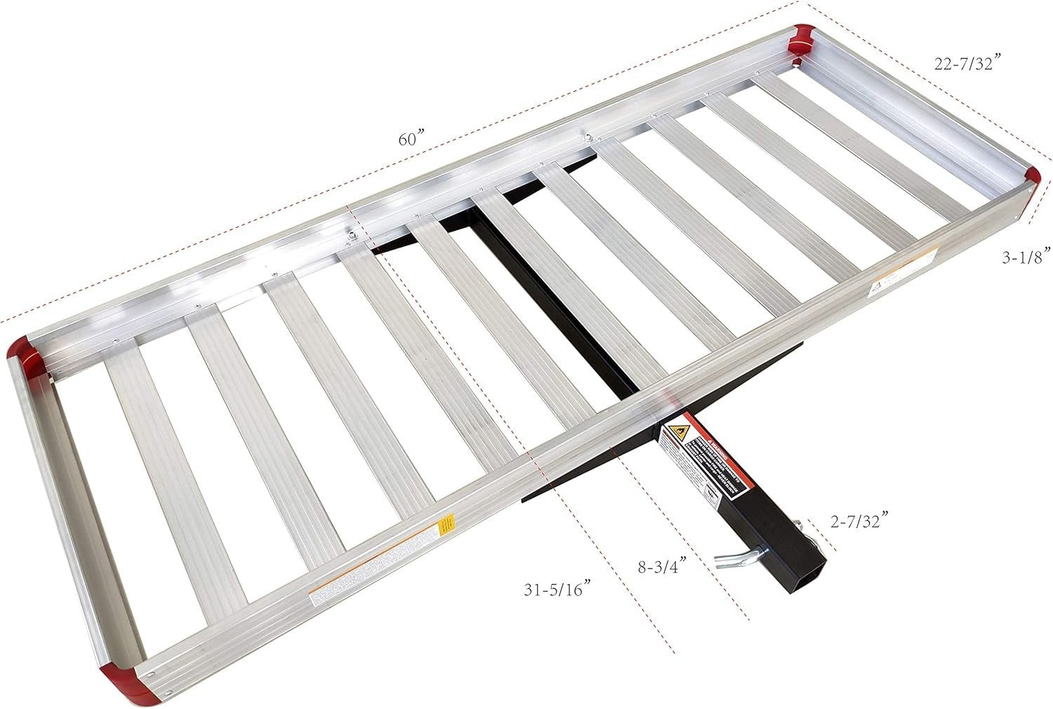 60" Hitch Mount Aluminum Cargo Carrier Rack for SUVs & Trucks - 500 LB Capacity