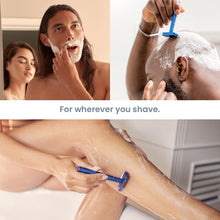 Load image into Gallery viewer, Steel Blue Eco-Conscious Double Edge Razor with 5 Blades - Mild Yet Effective