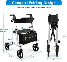 Load image into Gallery viewer, Durable Rollator Walker with 300 lbs Capacity and Easy-Fold Design for Seniors