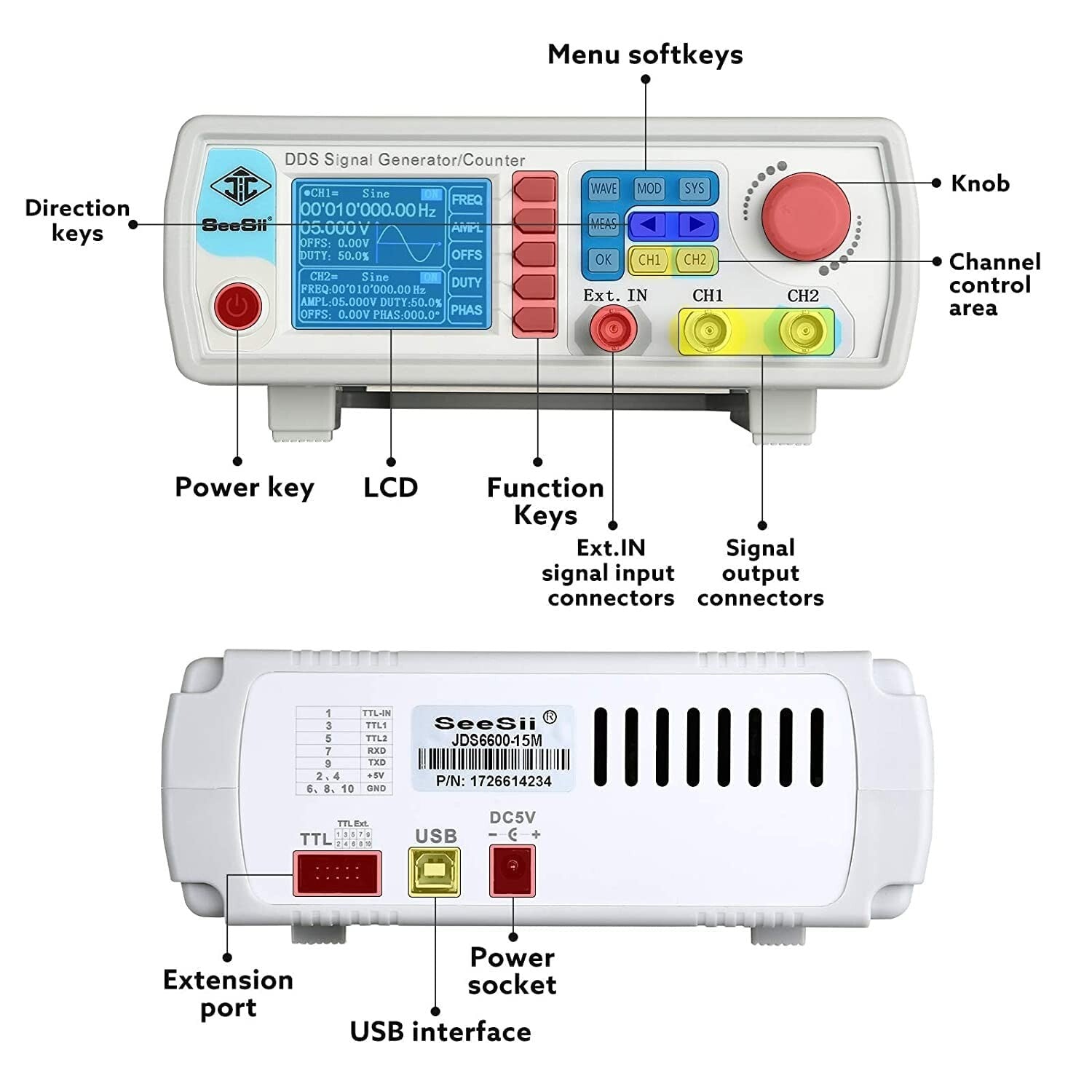 Lightweight 15MHz DDS Signal Generator and Frequency Meter for Electronics Test