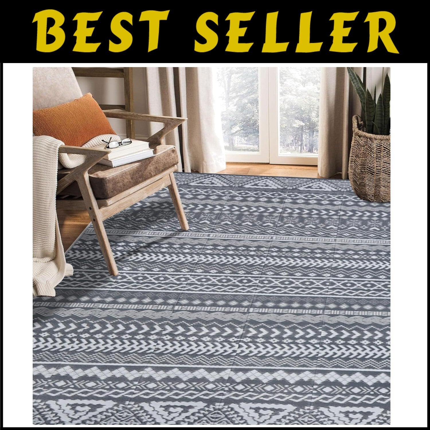 Durable UV Stabilized Reversible Mat 6' x 9' for Backyard and Beach Adventures