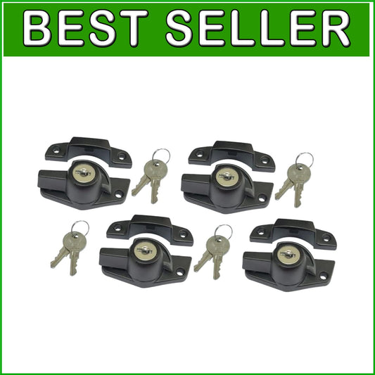 4-Pack Heavy Duty Keyed Sash Lock - Child-Proof Security, Matte Black Finish