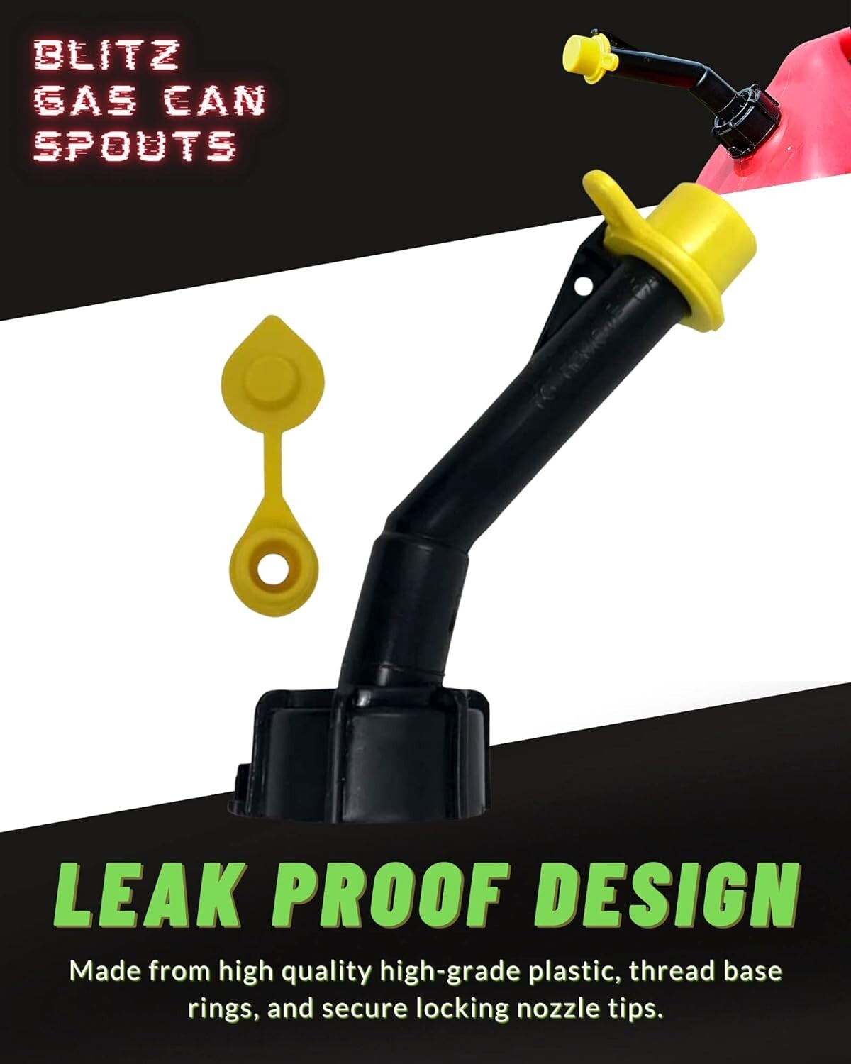 Easy Pour Gas Can Spout Replacement Set - 4 Nozzles & Vent Caps Included