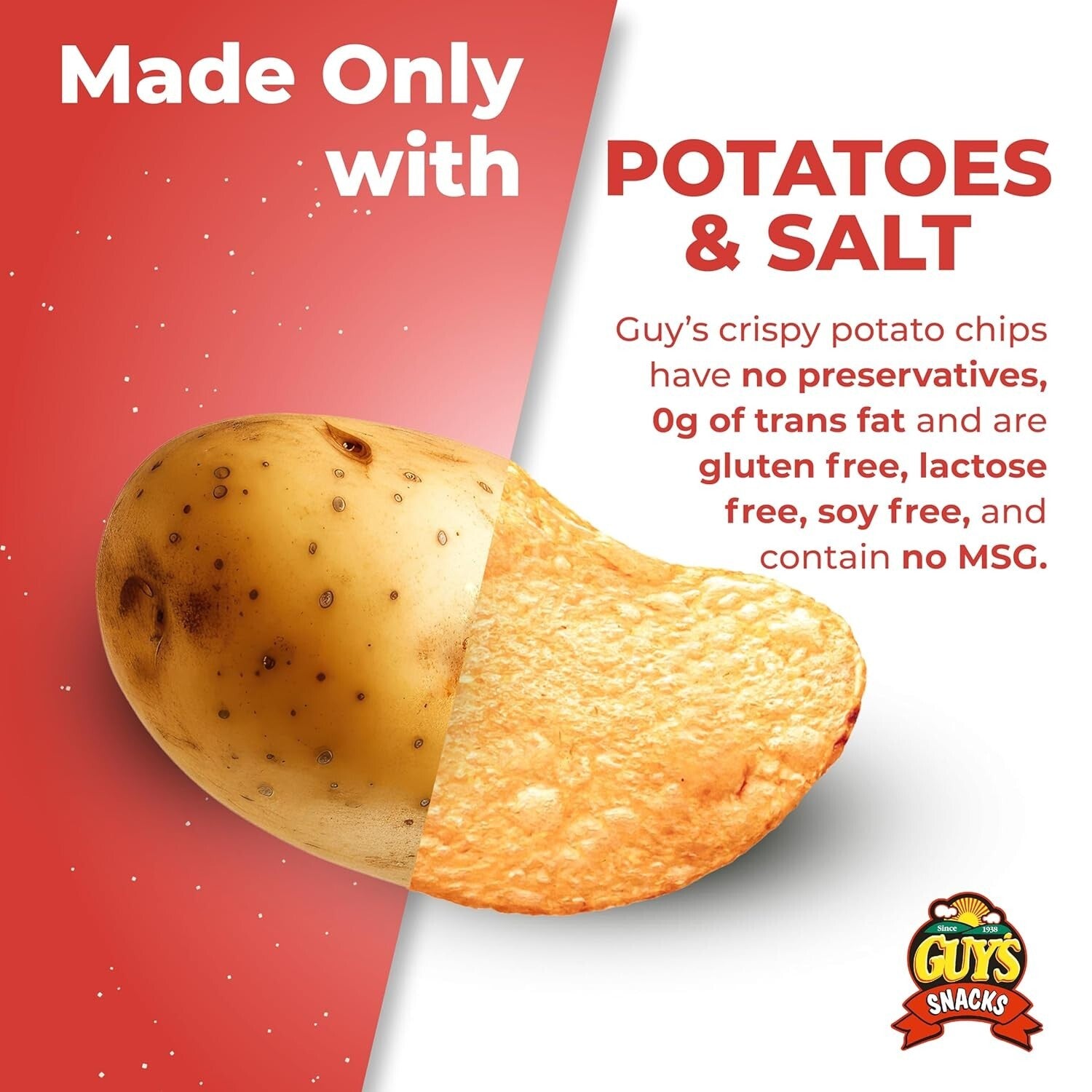 Bulk 15-Pack of Guy's BBQ Potato Chips - Crispy, Gluten-Free Snack Delight