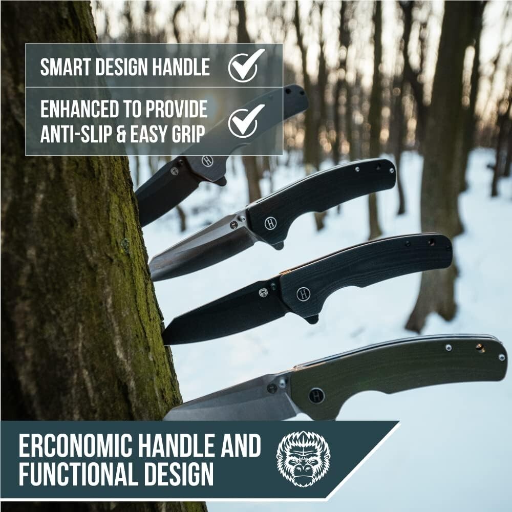 Versatile Black+Orange Tactical Pocket Knife with Gift Box - Perfect for Camping