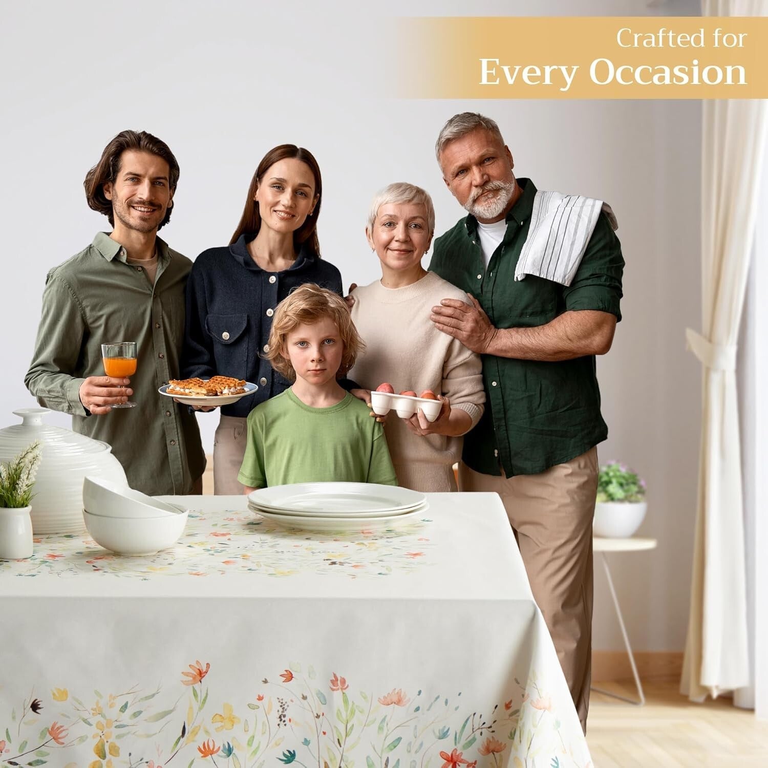 Elegant 60"x90" Cotton Tablecloth with Pleated Corners - Ideal for Any Occasion