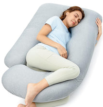 Load image into Gallery viewer, Comfortable U-Shaped Maternity Pillow with Removable Cooling Cover - 57 Inch