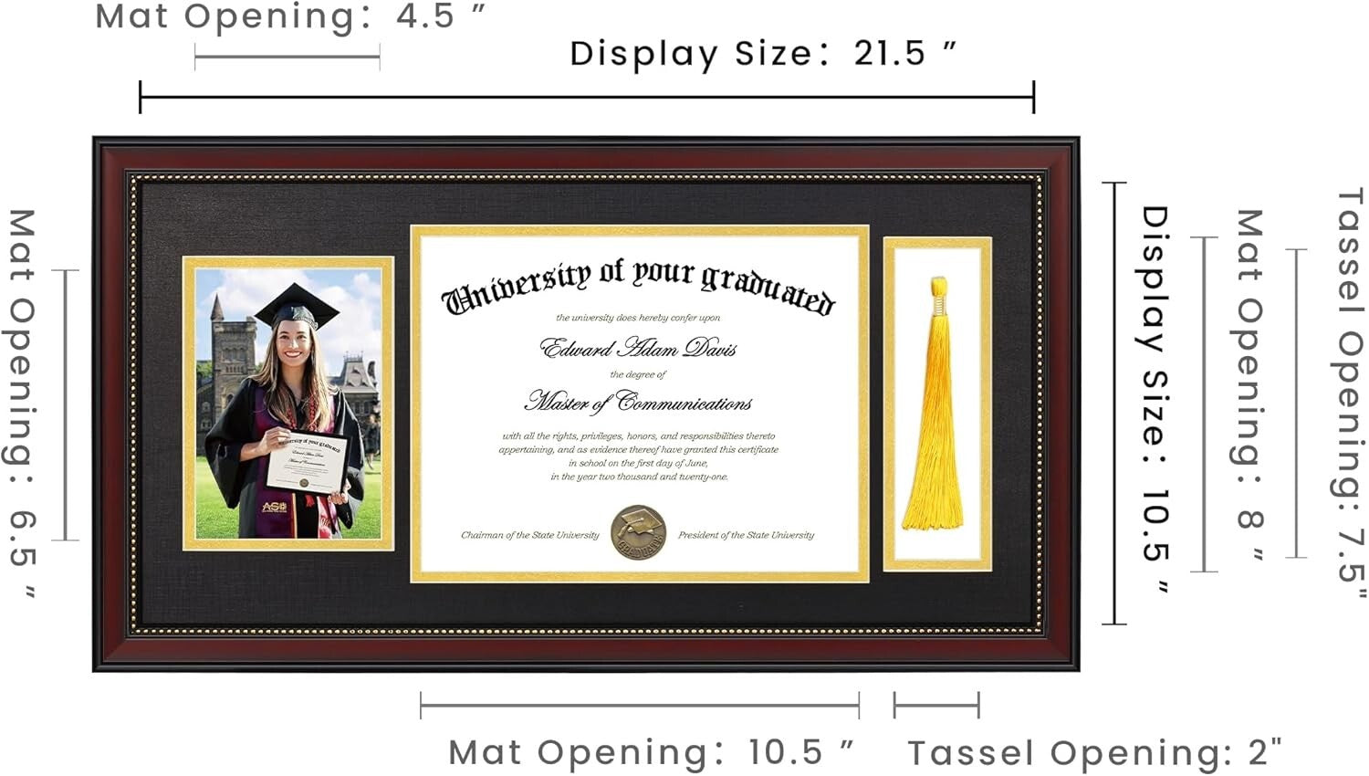 Sophisticated Matte Finish Diploma Frame with Tassel Holder - Ideal Gift
