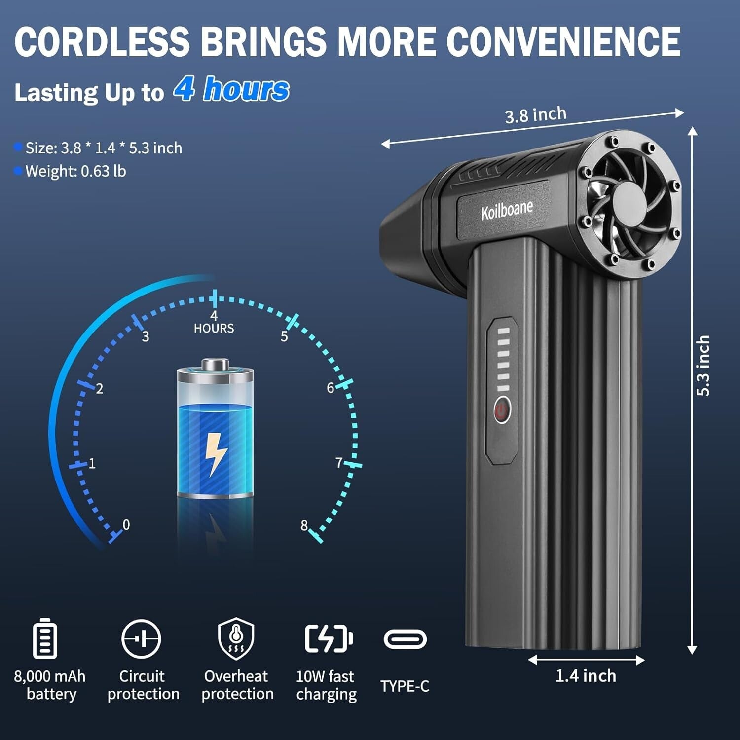 150,000 RPM Cordless Air Duster - Powerful Mini Dust Blower with 8000mAh Battery