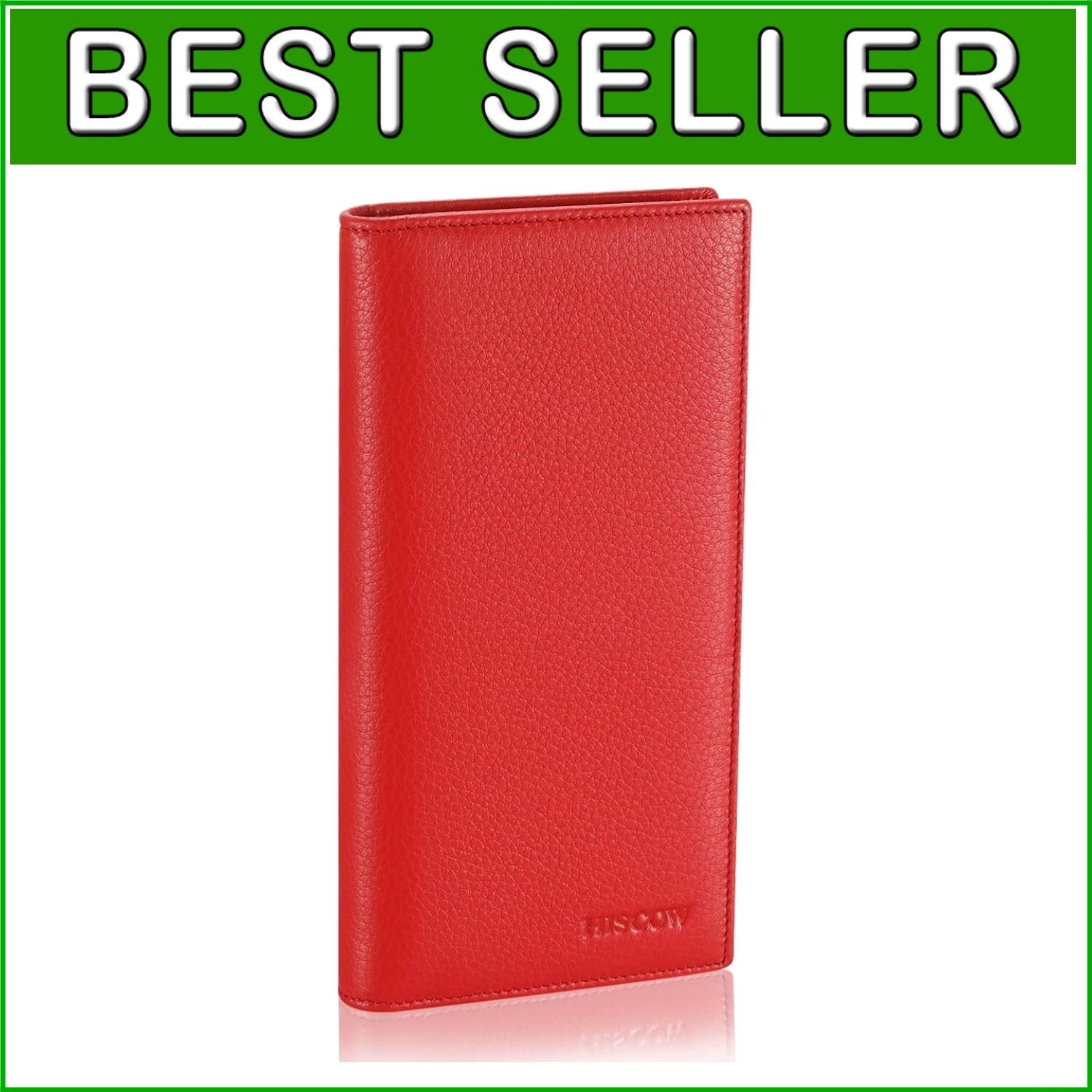 Luxury Bifold Wallet in Pebbled Red Italian Calfskin with 15 Card Slots