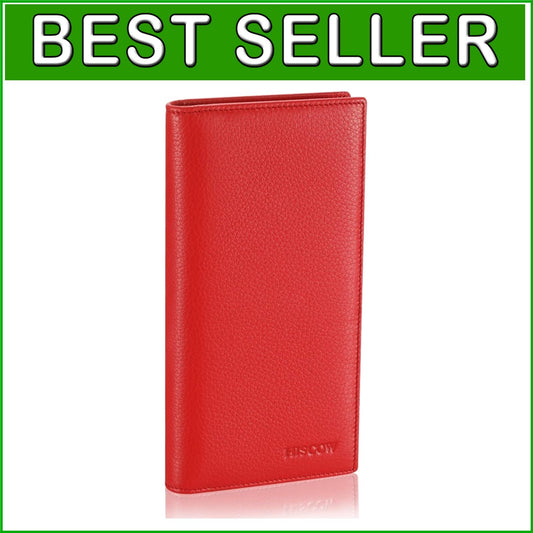 Luxury Bifold Wallet in Pebbled Red Italian Calfskin with 15 Card Slots