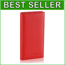 Load image into Gallery viewer, Luxury Bifold Wallet in Pebbled Red Italian Calfskin with 15 Card Slots