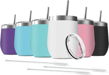 Load image into Gallery viewer, 6 Pack 12 oz Stainless Steel Wine Tumblers - Vacuum Insulated, Assorted Colors