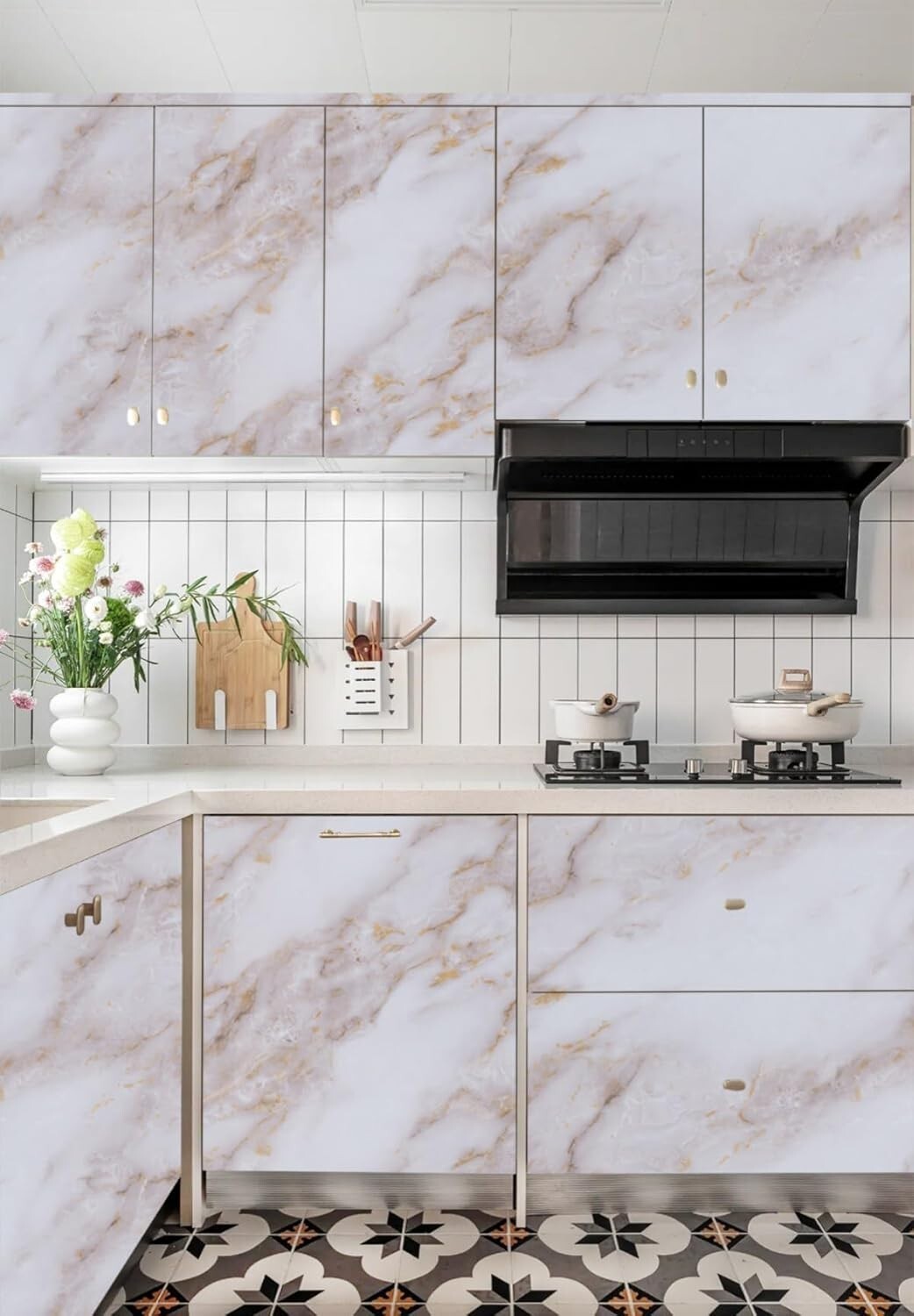 Self-Adhesive Gold Marble Peel and Stick Wallpaper for Elegant Countertops 23...