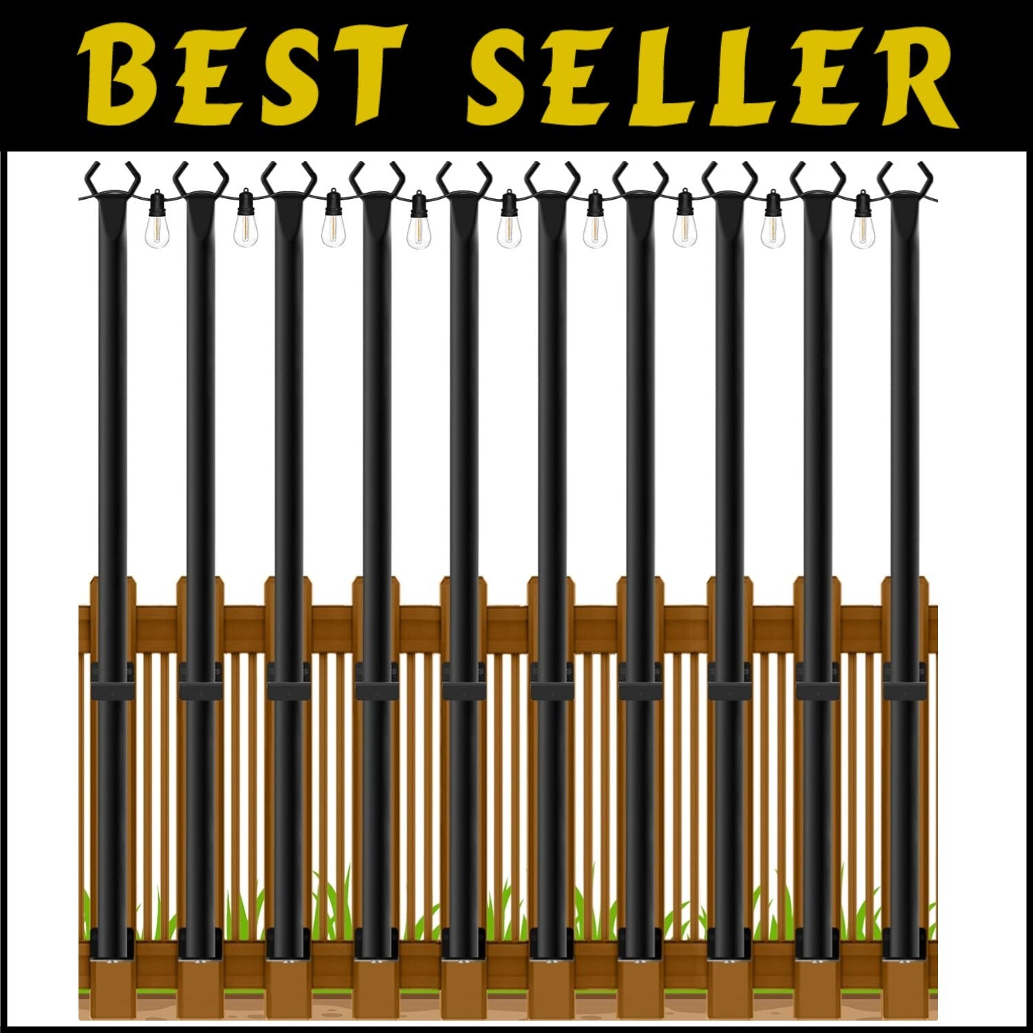 Waterproof 5Ft String Light Poles - Ideal for Christmas and Halloween Decor