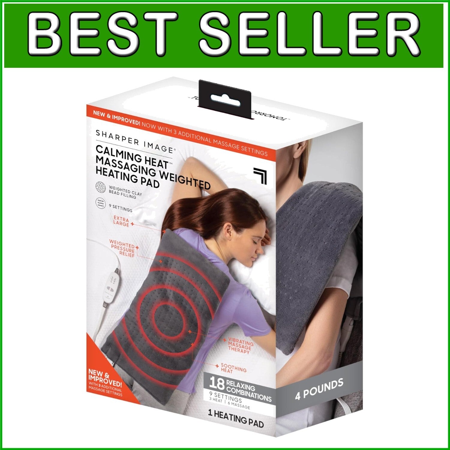 Electric Weighted Heating Pad with Auto Shut Off - 18 Comfort Combinations